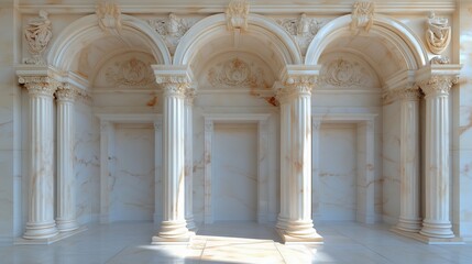 Luxurious 3d arched doorways and columns design for classical architecture projects