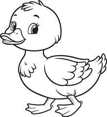 A duck lineart coloring book illustration for kids