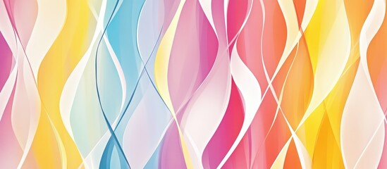 Vertical wavy backdrop featuring vibrant rhombuses and interlacing white lines in a palette of spring hues