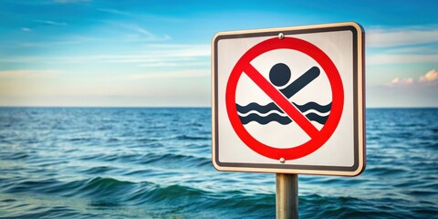 A warning sign indicating swimming is prohibited, warning, sign, no swimming, prohibited, beach, ocean, sea, danger