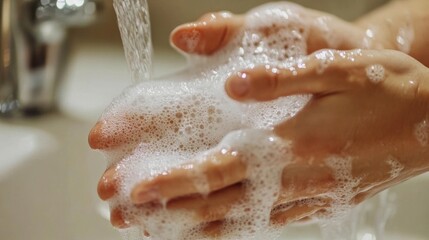 Fototapeta premium Close-up_of_hands_being_thoroughly washed