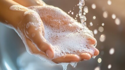 Fototapeta premium Close-up_of_hands_being_thoroughly washed