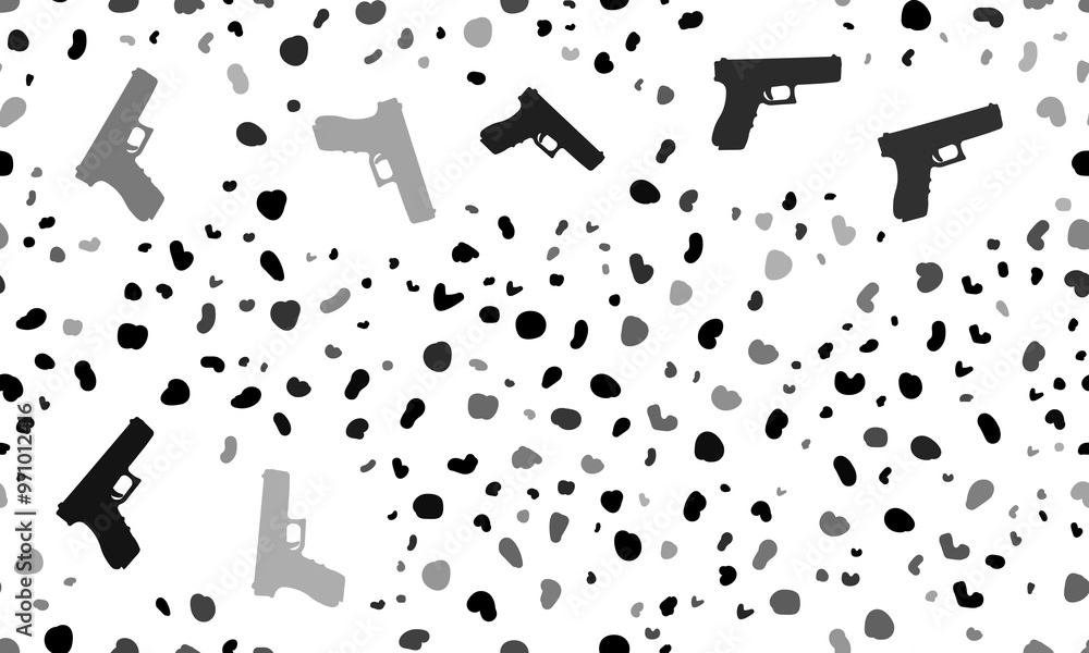 Poster abstract seamless pattern with gun symbols. creative leopard backdrop. illustration on transparent b