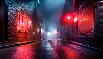 ダークな雰囲気が漂う路地裏に赤いランプが点灯している