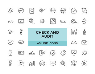 Check and Audit icon collection, Business audit icon set. isoloted Linear style icons, Editable Stroke icon collection, Outline icon. Vector illustration