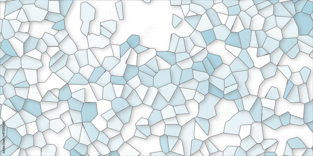 Aufkleber abstract blue, white broken stained-glass background with black line. geometric seamless pattern wit