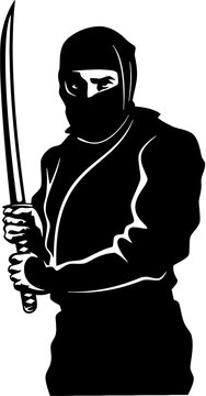 recommend clip art: Ninjutsu fighter. Ninja, Japanese wrestler. Japan martial art. Asian warrior in mask, wrestling pose, stance, defending position, posture. vector illustration isolated on white background