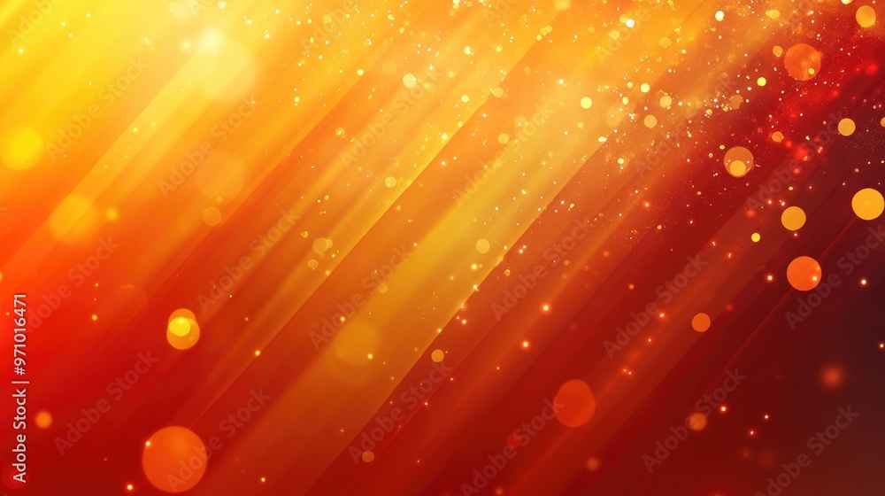 Poster abstract red orange yellow background with defocused light rays and bokeh flame effect fire overlay 
