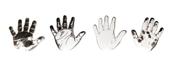 Fototapeta premium Silver baby handprints art in varied styles for nursery decor and craft design