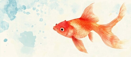 Traditional Japanese Goldfish Watercolor Illustration