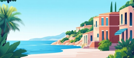 Obraz premium A Beautiful Mediterranean Lifestyle By An Azure Blue Bay