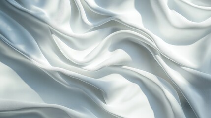 Obraz premium 3D Fabric Folds With White Satin Cloth Draping Luxurious And Elegant Material With Cinematic Shadows