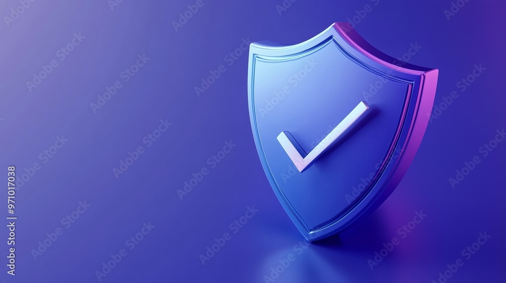 Aufkleber a digital shield icon with a checkmark representing online security and protection against cyber thr