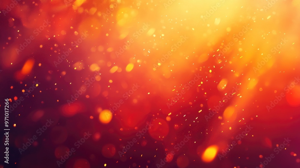 Poster abstract red orange yellow background with defocused light rays and bokeh flame effect fire overlay 