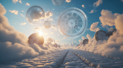 The clock, surrounded by ancient walls, immerses us in a world where time seems to slow down, and light gently refracts, reminding us of the inevitability of its flow.