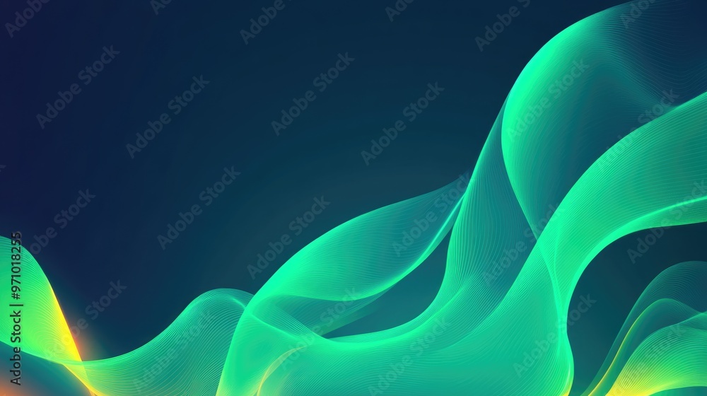 Aufkleber green torch abstract background image neon gradient glowing lines with flame light on dark backdrop 