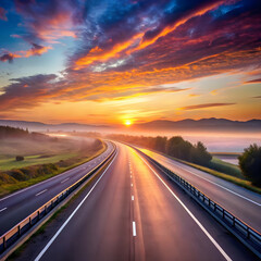 Fototapeta premium empty highway at dawn