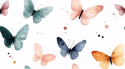 Obraz premium Watercolor Butterfly Dreamscape Seamless Pattern