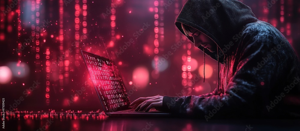 Aufkleber hacker in the digital matrix