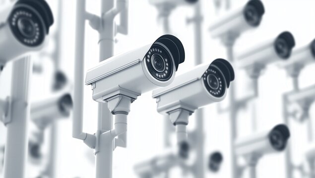 Surveillance technology concept with multiple cctv cameras for security design