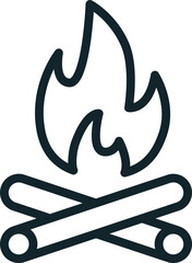 Campfire burning with wood logs for camping trip