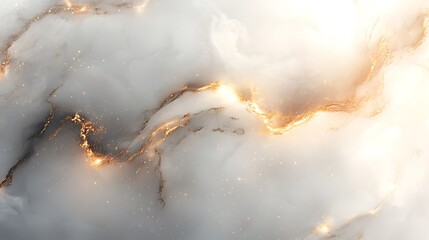 Abstract White and Gold Swirls with Glitter