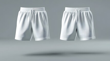 White athletic shorts displayed with front and back views, capturing breathable fabric and a minimalist style, set against a clean background for activewear photography.