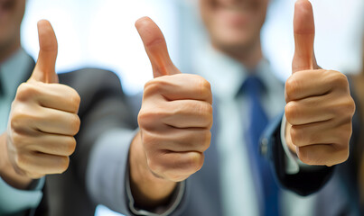 People with different skin colors stand up with their thumbs