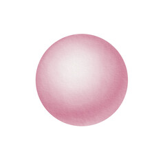 Pink Matt bubble gum as a symbol of the 80s, 90s, part of teenage culture. Watercolor clipart on white background.