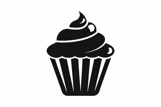 recommend clip art: cupcake silhouette vector, white background