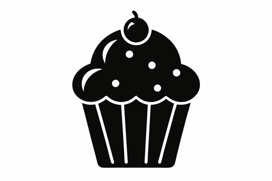 recommend clip art: cupcake silhouette vector, white background