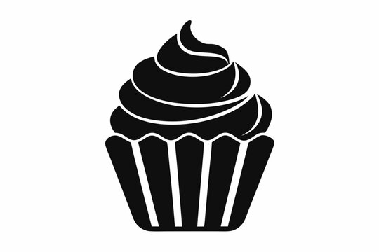 recommend clip art: cupcake silhouette vector, white background