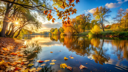 Obraz premium autumn landscape with lake