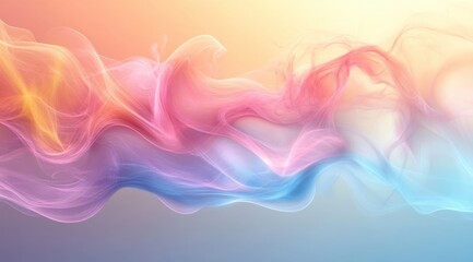 Obraz premium Abstract Colorful Smoke Swirls on Gradient Background - Vibrant and Ethereal Digital Art