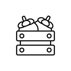 Mangosteen box outline icons, minimalist vector illustration ,simple transparent graphic element .Isolated on white background