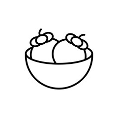 Mangosteen outline icons, minimalist vector illustration ,simple transparent graphic element .Isolated on white background
