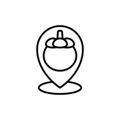 Mangosteen location outline icons, minimalist vector illustration ,simple transparent graphic element .Isolated on white background