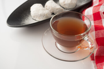 Home baked German Austrian traditional Christmas cookies with nuts. White background