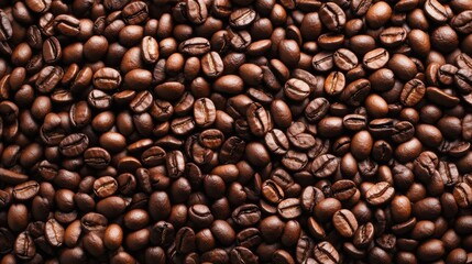 Fototapeta premium A Pile of Coffee Beans Creating a Warm and Cozy Atmosphere in a Coffee Shop on a Chilly Morning