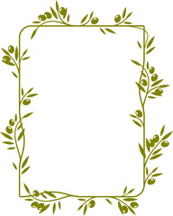 Olive tree leaves frame or divider border of green leaf wreath, vector ornament. Olive leaves frame of plant branches and ornate ornament of Greek olive tree in square border or flourish divider