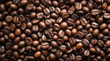 Fototapeta premium Aromatic Coffee Beans Filling a Rustic Wooden Table in a Cozy Cafe on a Sunny Afternoon, Creating a Warm and Inviting Atmosphere