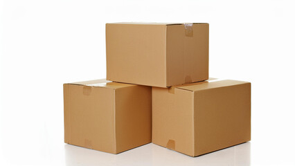 Stack of Three Large Brown Cardboard Moving Boxes