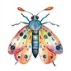 cute Butterfly Beetle watercolor clipart illustration isolated
