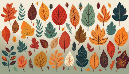  Assortment of leaves in different shapes and colors – A beautiful vector illustration o_1(11)