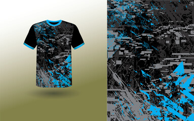 T-shirt Sport Design Template, T-shirt Mockup Abstract Grunge Sport Jersey Design For Cricket, Football Soccer, Racing, Sports, Running Soccer Jersey. Uniform Front View