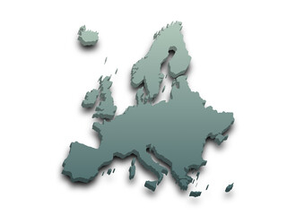 3d render map of Europe with borders, Europe continent administrative map with color on white background. EU, European map