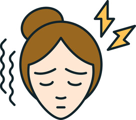 Young woman feeling sick having fever symptoms