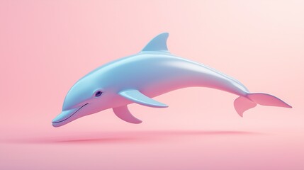 Fototapeta premium Minimalist Dolphin Illustration on Pink Background