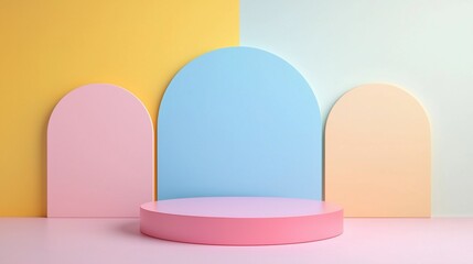 Colorful Minimalist Podium with Abstract Shapes