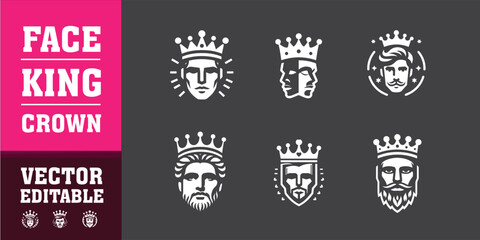 face king crown logo vector illustration